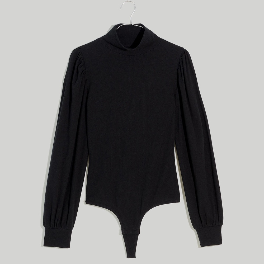 MADEWELL Ribbed Puff-Sleeve Turtleneck Bodysuit size large women’s new